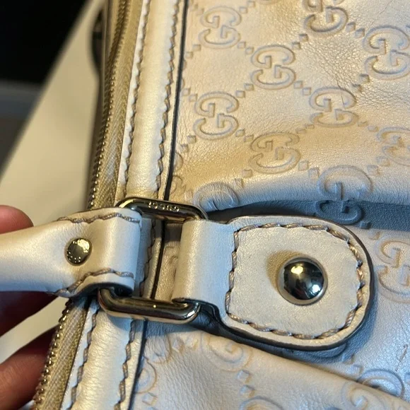 🛑 1 hour sale. Gucci, Cream Ivory Leather Gucci Handbag, w/ COA - Picture 12 of 16